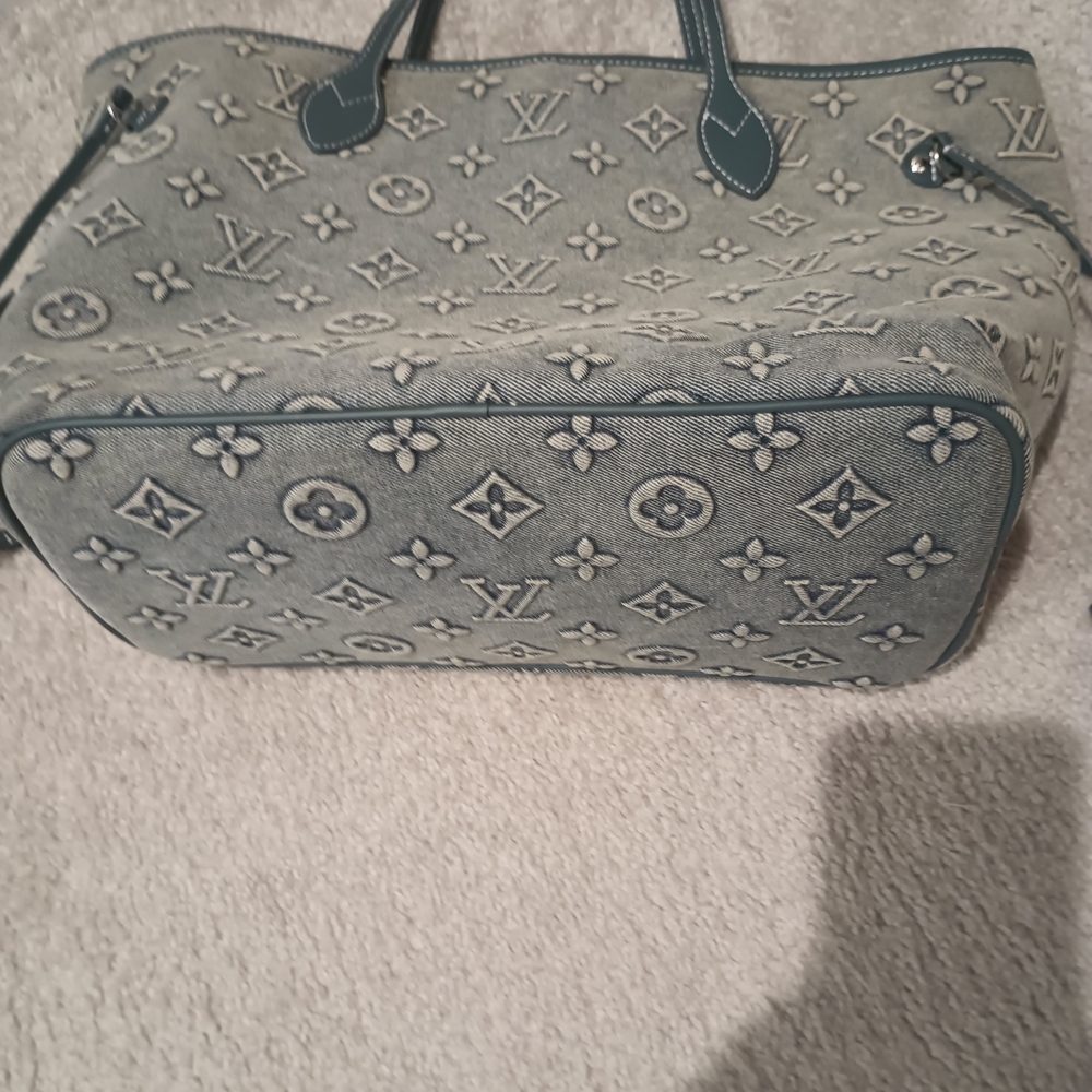 Louis Vuitton Gray and Blue Monogram Tote